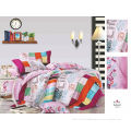 Colorful Printed House Queen Size Complete 100% Cotton Bed Sets For Bedroom